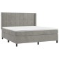 Letto a Molle Materasso e LED Grigio Chiaro 180x200 cm Velluto Letto a Molle Materasso e LED Grigio Chiaro 180x200 cm Velluto