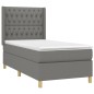 Letto a Molle Materasso e LED Grigio Scuro 100x200cm in Tessuto Letto a Molle Materasso e LED Grigio Scuro 100x200cm in Tessuto