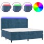 Letto a Molle con Materasso e LED Blu Scuro 200x200 cm Letto a Molle con Materasso e LED Blu Scuro 200x200 cm