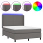 vidaXL Giroletto Molle con Materasso e LED Grigio 140x190cm Similpelle vidaXL Giroletto Molle con Materasso e LED Grigio 140x190cm Similpelle