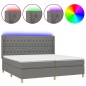 Letto a Molle Materasso e LED Grigio Scuro 200x200cm in Tessuto Letto a Molle Materasso e LED Grigio Scuro 200x200cm in Tessuto