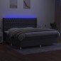 Letto a Molle Materasso e LED Grigio Scuro 200x200cm in Tessuto Letto a Molle Materasso e LED Grigio Scuro 200x200cm in Tessuto