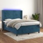 vidaXL Letto a Molle con Materasso e LED Blu Scuro 140x190 cm vidaXL Letto a Molle con Materasso e LED Blu Scuro 140x190 cm