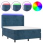 vidaXL Letto a Molle con Materasso e LED Blu Scuro 140x190 cm vidaXL Letto a Molle con Materasso e LED Blu Scuro 140x190 cm