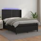 Giroletto a Molle con Materasso e LED Nero 140x190cm Similpelle Giroletto a Molle con Materasso e LED Nero 140x190cm Similpelle