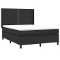 Giroletto a Molle con Materasso e LED Nero 140x190cm Similpelle Giroletto a Molle con Materasso e LED Nero 140x190cm Similpelle