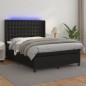 vidaXL Giroletto a Molle con Materasso e LED Nero 140x190cm Similpelle