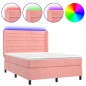 vidaXL Letto a Molle con Materasso e LED Rosa 140x200 cm in Velluto vidaXL Letto a Molle con Materasso e LED Rosa 140x200 cm in Velluto