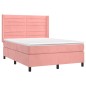 vidaXL Letto a Molle con Materasso e LED Rosa 140x200 cm in Velluto vidaXL Letto a Molle con Materasso e LED Rosa 140x200 cm in Velluto