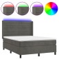 Letto a Molle con Materasso e LED Grigio Scuro 140x190 cm Letto a Molle con Materasso e LED Grigio Scuro 140x190 cm