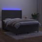 Letto a Molle con Materasso e LED Grigio Scuro 140x190 cm Letto a Molle con Materasso e LED Grigio Scuro 140x190 cm