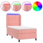 Letto a Molle con Materasso e LED Rosa 90x190 cm in Velluto Letto a Molle con Materasso e LED Rosa 90x190 cm in Velluto