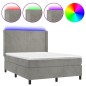 Letto a Molle Materasso e LED Grigio Chiaro 140x200 cm Velluto Letto a Molle Materasso e LED Grigio Chiaro 140x200 cm Velluto