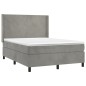Letto a Molle Materasso e LED Grigio Chiaro 140x200 cm Velluto Letto a Molle Materasso e LED Grigio Chiaro 140x200 cm Velluto