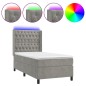 vidaXL Letto a Molle Materasso e LED Grigio Chiaro 80x200 cm Velluto vidaXL Letto a Molle Materasso e LED Grigio Chiaro 80x200 cm Velluto