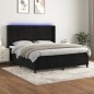 Letto a Molle con Materasso e LED Nero 180x200 cm in Velluto Letto a Molle con Materasso e LED Nero 180x200 cm in Velluto