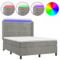 Letto a Molle Materasso e LED Grigio Chiaro 140x190 cm Velluto Letto a Molle Materasso e LED Grigio Chiaro 140x190 cm Velluto