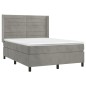 Letto a Molle Materasso e LED Grigio Chiaro 140x190 cm Velluto Letto a Molle Materasso e LED Grigio Chiaro 140x190 cm Velluto