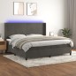 Letto a Molle con Materasso e LED Grigio Scuro 200x200 cm Letto a Molle con Materasso e LED Grigio Scuro 200x200 cm