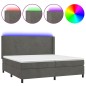Letto a Molle con Materasso e LED Grigio Scuro 200x200 cm Letto a Molle con Materasso e LED Grigio Scuro 200x200 cm