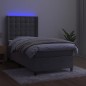 vidaXL Letto a Molle Materasso e LED Grigio Chiaro 90x190 cm Velluto vidaXL Letto a Molle Materasso e LED Grigio Chiaro 90x190 cm Velluto