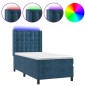 vidaXL Letto a Molle con Materasso e LED Blu Scuro 90x200cm in Velluto vidaXL Letto a Molle con Materasso e LED Blu Scuro 90x200cm in Velluto