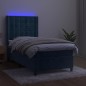 vidaXL Letto a Molle con Materasso e LED Blu Scuro 90x200cm in Velluto vidaXL Letto a Molle con Materasso e LED Blu Scuro 90x200cm in Velluto
