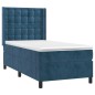 vidaXL Letto a Molle con Materasso e LED Blu Scuro 90x200cm in Velluto vidaXL Letto a Molle con Materasso e LED Blu Scuro 90x200cm in Velluto
