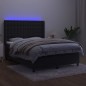 vidaXL Letto a Molle con Materasso e LED Nero 140x190 cm in Velluto