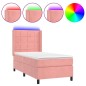 Letto a Molle con Materasso e LED Rosa 90x190 cm in Velluto Letto a Molle con Materasso e LED Rosa 90x190 cm in Velluto