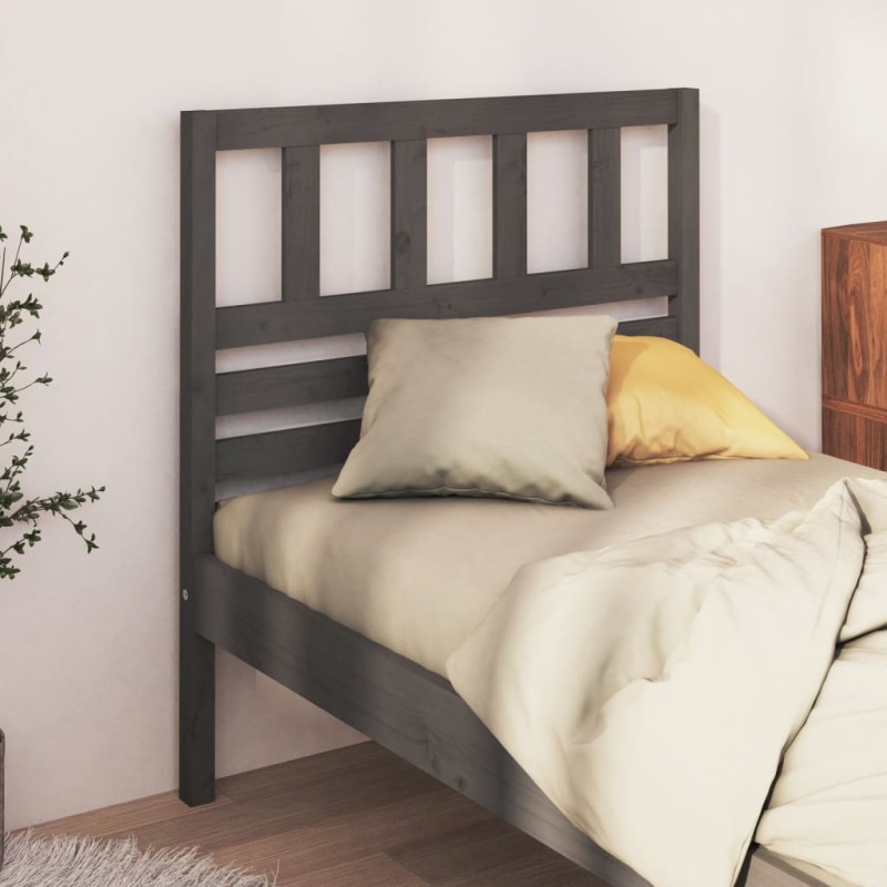 Testiera per Letto Grigia 106x4x100cm in Legno Massello di Pino Testiera per Letto Grigia 106x4x100cm in Legno Massello di Pino