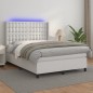 vidaXL Giroletto Molle con Materasso e LED Bianco 140x190cm Similpelle vidaXL Giroletto Molle con Materasso e LED Bianco 140x190cm Similpelle