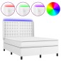 vidaXL Giroletto Molle con Materasso e LED Bianco 140x190cm Similpelle vidaXL Giroletto Molle con Materasso e LED Bianco 140x190cm Similpelle