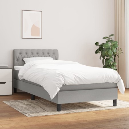 vidaXL Giroletto a Molle con Materasso Grigio Chiaro 90x200 cm Tessuto