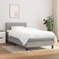 vidaXL Giroletto a Molle con Materasso Grigio Chiaro 90x200 cm Tessuto