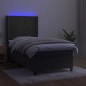 vidaXL Letto a Molle con Materasso e LED Grigio Scuro 80x200cm Velluto