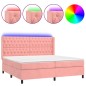 Letto a Molle con Materasso e LED Rosa 180x200 cm in Velluto Letto a Molle con Materasso e LED Rosa 180x200 cm in Velluto