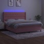 Letto a Molle con Materasso e LED Rosa 180x200 cm in Velluto Letto a Molle con Materasso e LED Rosa 180x200 cm in Velluto