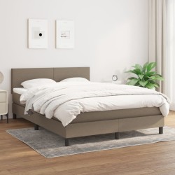 vidaXL Giroletto a Molle con Materasso Tortora 140x200 cm in Tessuto