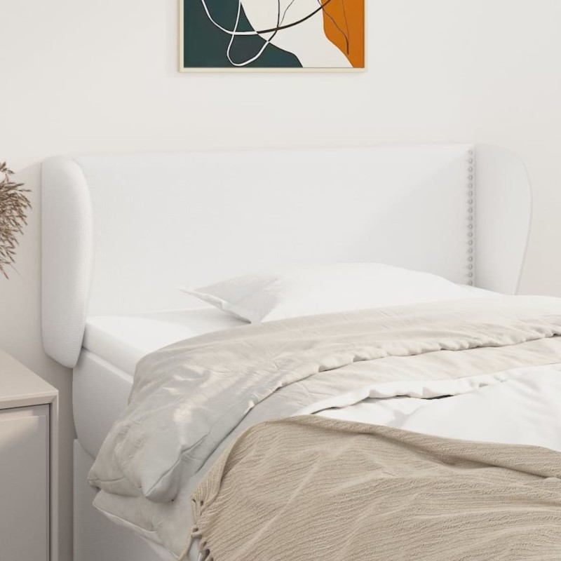 Testiera ad Orecchio Bianca 93x23x78/88 cm in Similpelle Testiera ad Orecchio Bianca 93x23x78/88 cm in Similpelle