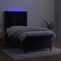 Letto a Molle con Materasso e LED Nero 100x200 cm in Velluto Letto a Molle con Materasso e LED Nero 100x200 cm in Velluto