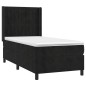 Letto a Molle con Materasso e LED Nero 100x200 cm in Velluto Letto a Molle con Materasso e LED Nero 100x200 cm in Velluto