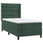 vidaXL Letto a Molle con Materasso e LED Verde Scuro 100x200cm Velluto vidaXL Letto a Molle con Materasso e LED Verde Scuro 100x200cm Velluto
