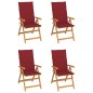 Sedie da Giardino 4 pz con Cuscini Rosso Vino Massello di Teak Sedie da Giardino 4 pz con Cuscini Rosso Vino Massello di Teak