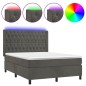Letto a Molle con Materasso e LED Grigio Scuro 140x200 cm Letto a Molle con Materasso e LED Grigio Scuro 140x200 cm