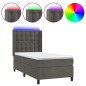 Letto a Molle con Materasso e LED Grigio Scuro 90x190cm Velluto Letto a Molle con Materasso e LED Grigio Scuro 90x190cm Velluto