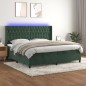 Letto a Molle con Materasso e LED Verde Scuro 200x200cm Velluto Letto a Molle con Materasso e LED Verde Scuro 200x200cm Velluto
