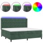 Letto a Molle con Materasso e LED Verde Scuro 200x200cm Velluto Letto a Molle con Materasso e LED Verde Scuro 200x200cm Velluto