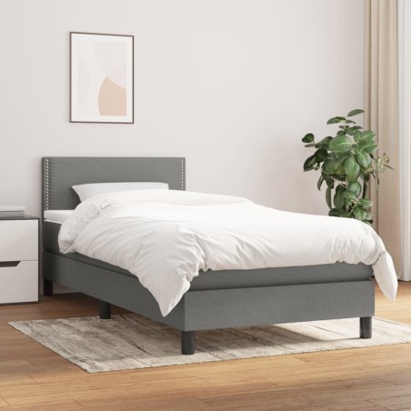 vidaXL Giroletto a Molle con Materasso Grigio Scuro 90x190 cm Tessuto