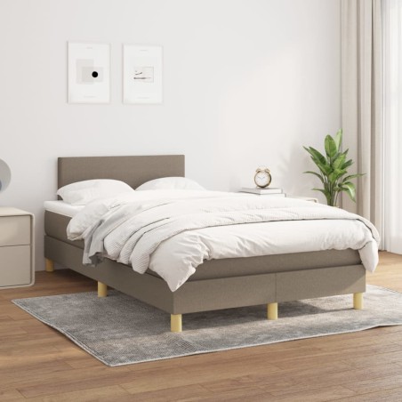 vidaXL Giroletto a Molle con Materasso Tortora 120x200 cm in Tessuto
